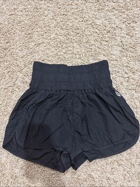 FP Movement by Free People Black High-Waist Smocked Skort-Style Shorts